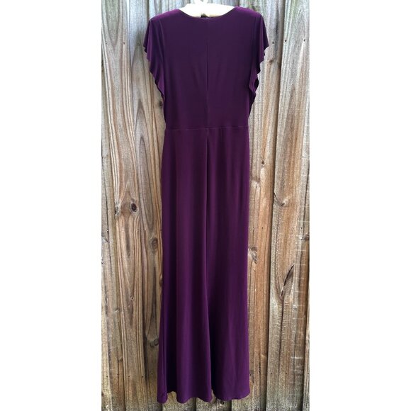 Ralph Lauren Maxi Formal Flutter Sleeve Dress Purple 6 - Picture 4 of 8